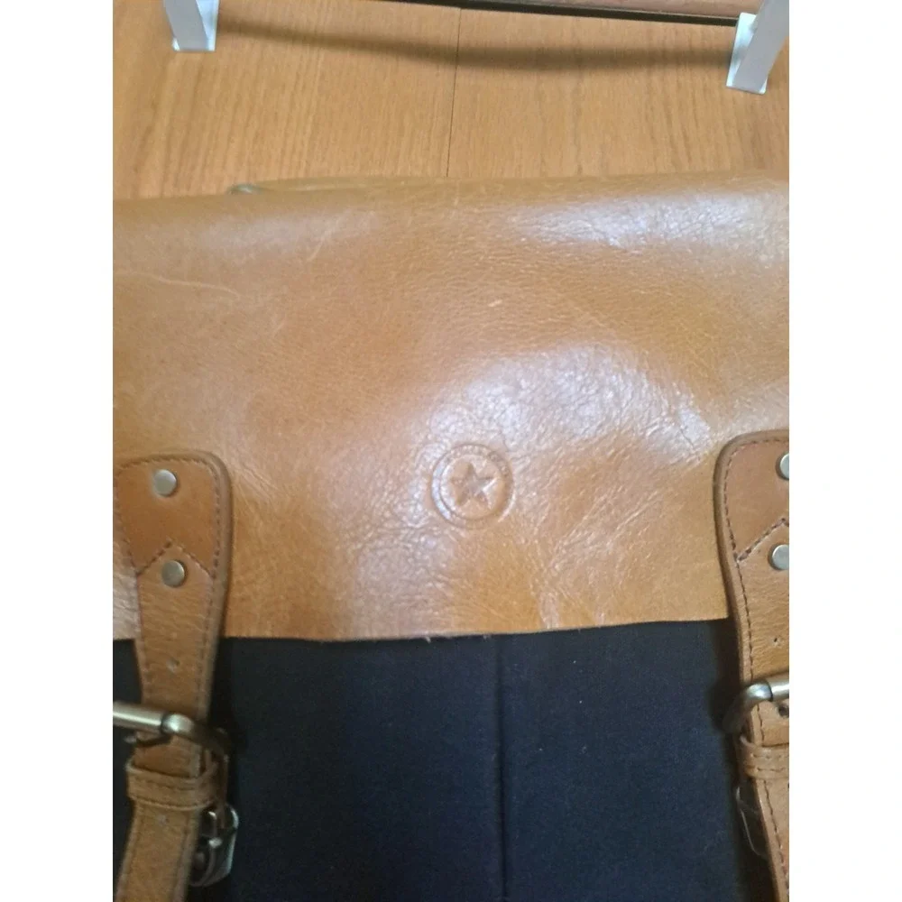 Aaron Leather Goods‎ Prato Canvas Distressed Leather Messenger Laptop Bag 13
